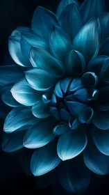 Luminous Blue Lotus Petals Against Dark Background.