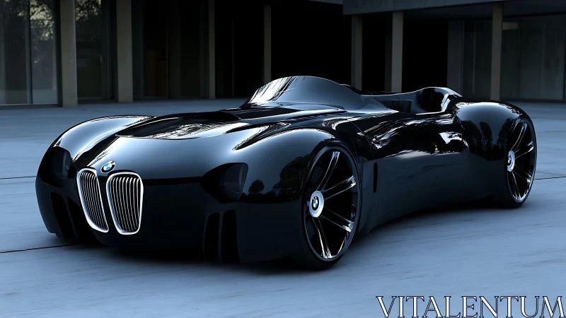 Sleek black BMW concept roadster with sculpted bodywork.