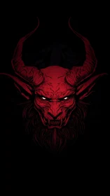 Crimson horned warden glares out from the digital abyss