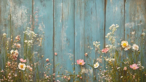 Wildflower Dreams on Weathered Turquoise Timber