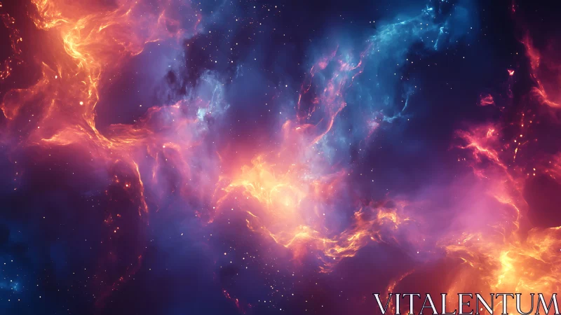 Nebula clouds swirl through vibrant cosmic gas and dust
