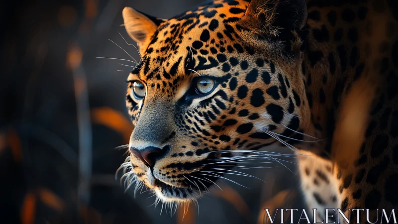 Leopard portrait captures intense gaze in warm side light
