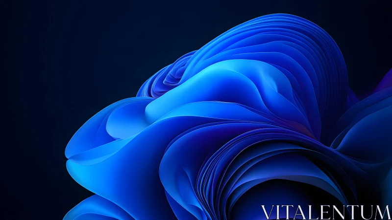 Abstract blue 3D digital wave design with layered curves.