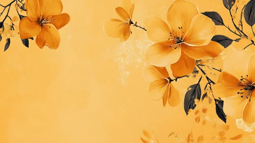 Digital Floral Composition with Gradient Overlays and Botanical Rendering Technique