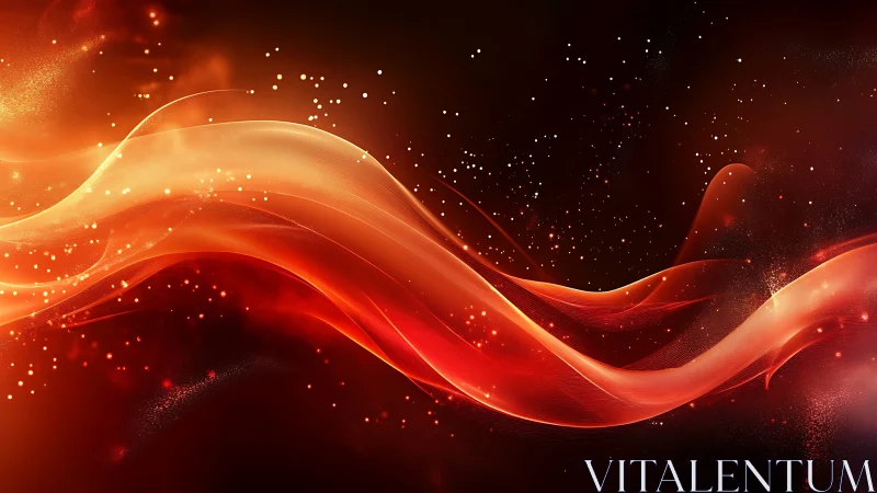 Luminous Red Wave Energy Flow Abstract.