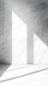 Linear sunlight projection across white marble interior surfaces