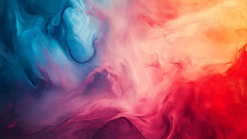 Prismatic nebula swirls merging cool cyan and warm fire tones.