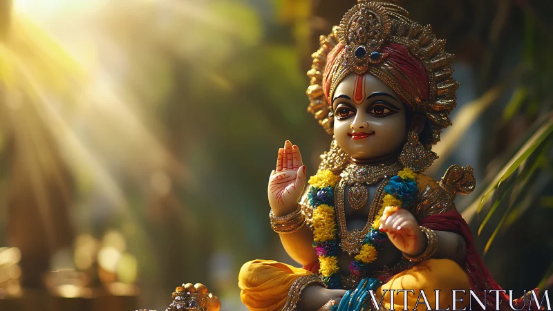 Golden dawn blessings with a joyful divine child idol.