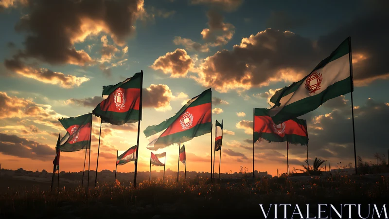 Sunlit field of fluttering national flags honors resilient unity