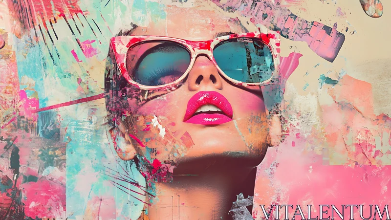 Sunlit pop art portrait in splashes of pink and teal.