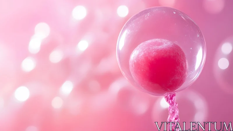 Pink Bubble with Candy Center in Soft Dreamy Abstract Style.