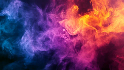 Multicolored smoke clouds in gradient abstract composition.