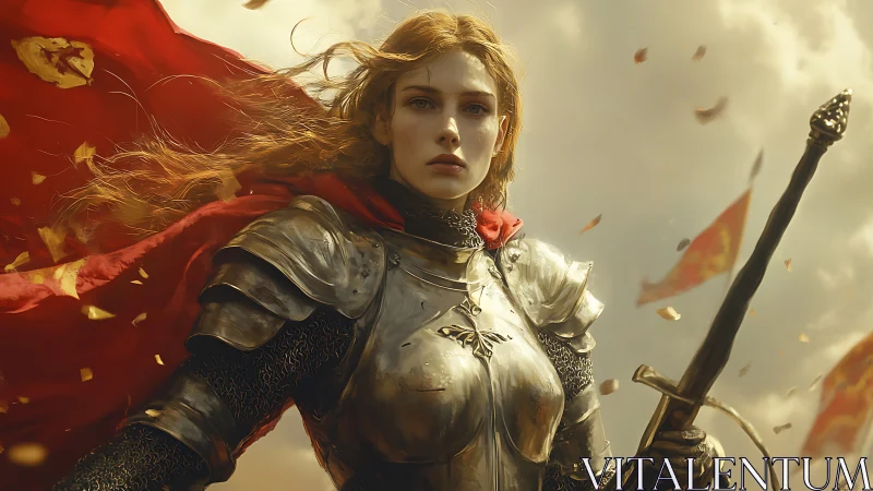 Stormbound knight steels her gaze beneath burning banners