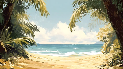 Palms Frame Paradise: Where Tropics Meet Turquoise Shores.