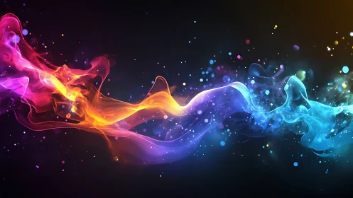 Starlit color currents weave molten ribbons through night.