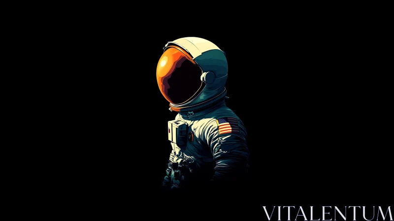 Solitary astronaut rendered in high-contrast digital illustration