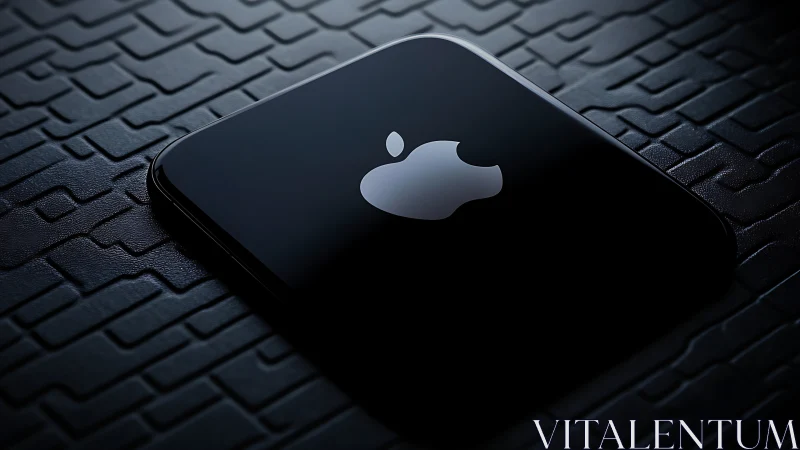 iPhone with Apple logo on textured keyboard surface