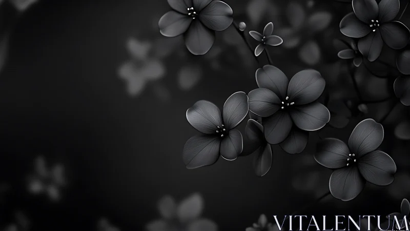 Delicate Black and White Flowers with Fine Detail