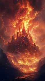 Inferno Castle: A Towering Fortress Consumed by Apocalyptic Flames