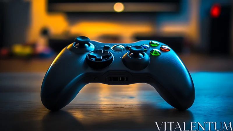 Black Game Controller Shot with Dramatic Warm and Cool Lighting
