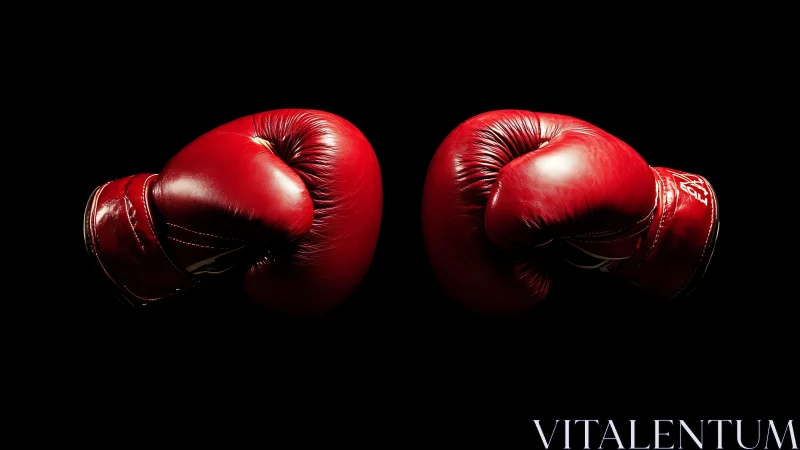 Professional Boxing Gloves Pair: Deep Crimson Leather Rendering Study