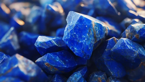 Cluster of vivid blue unpolished mineral crystals close-up.