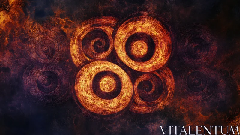 Glowing Spiral Circles in Dark Fire.