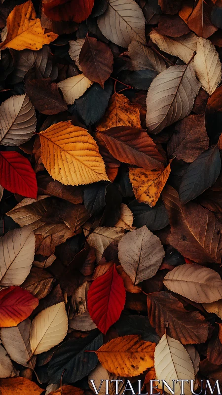 Fallen autumn leaves create a rich, moody seasonal tapestry