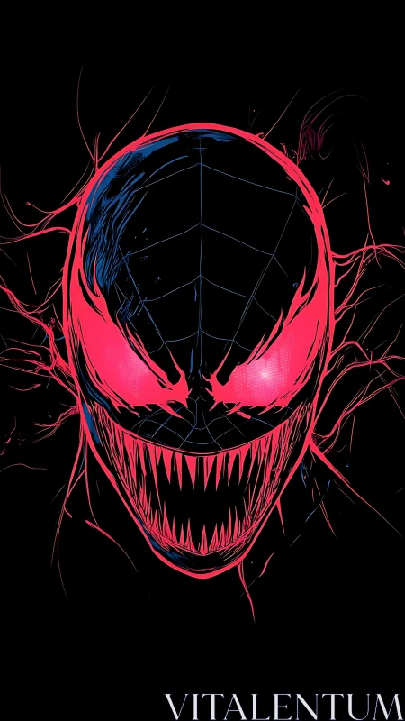 Neon web‑fiend grinning in the dark with venomous delight.