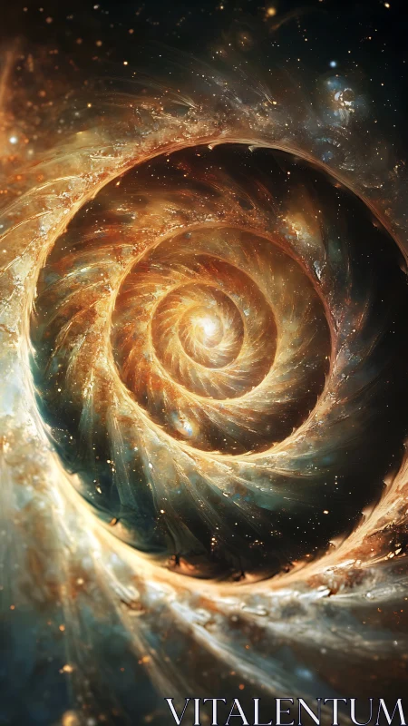 Starlit spiral shell folds the cosmos into glowing memory