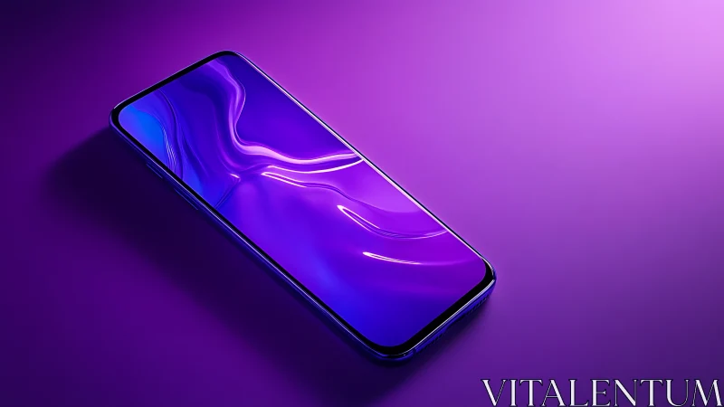 Ultra-slim smartphone with iridescent glass under neon light.