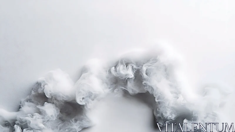 Curved white smoke cloud on soft light background.