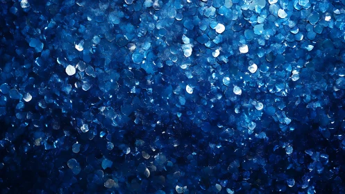Deep blue glitter mosaic texture with reflective highlights.