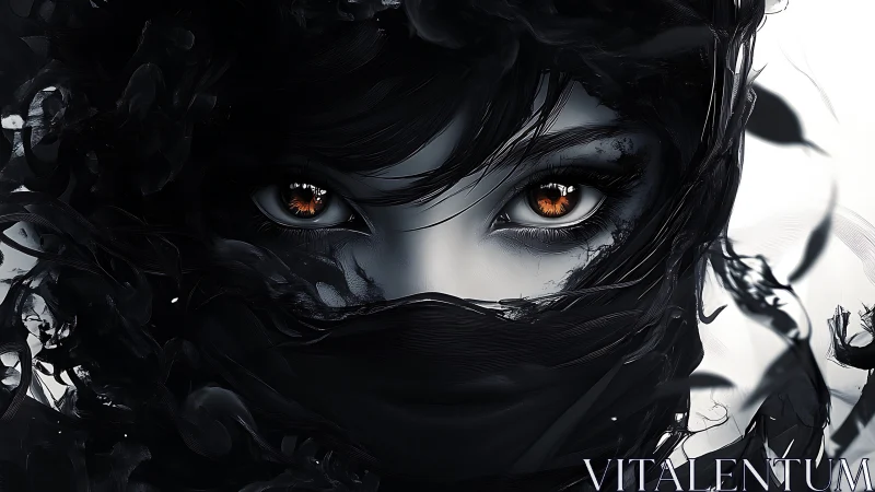 Nocturnal ocular vortex framed by fluid monochrome shroud.