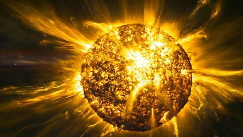 Hyper-detailed solar corona eruption with radiant plasma arcs