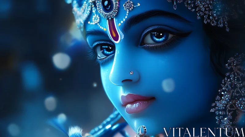 Moonlit sapphire gaze of a jeweled celestial dreamer.