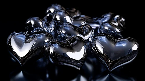 Translucent Glass Hearts: Optical Refractive Forms with Crystalline Geometry.