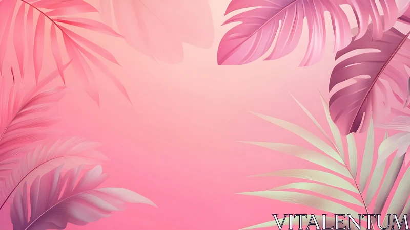 Soft sunset palms drifting across a dreamy pink sky.