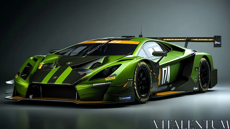 Green GT race car render shows low-slung aerodynamic body