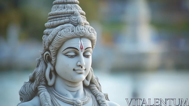 Serene white Shiva statue captures tranquil devotional presence