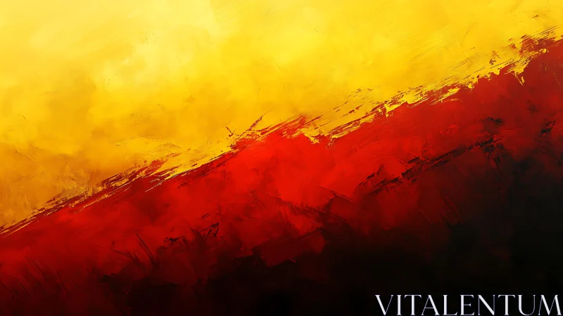 Bold Abstract Painting with Yellow and Red Brushstrokes.