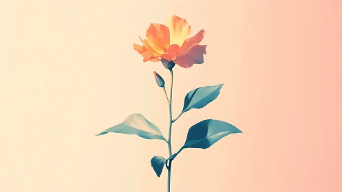 Single stylized flower stem on soft gradient background.