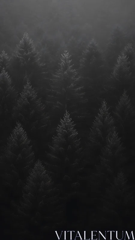 Low key conifer canopy study in atmospheric vertical composition.