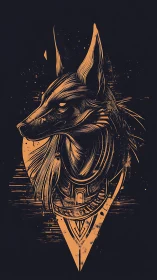 Jackal-headed Anubis sigil in distressed duotone style.