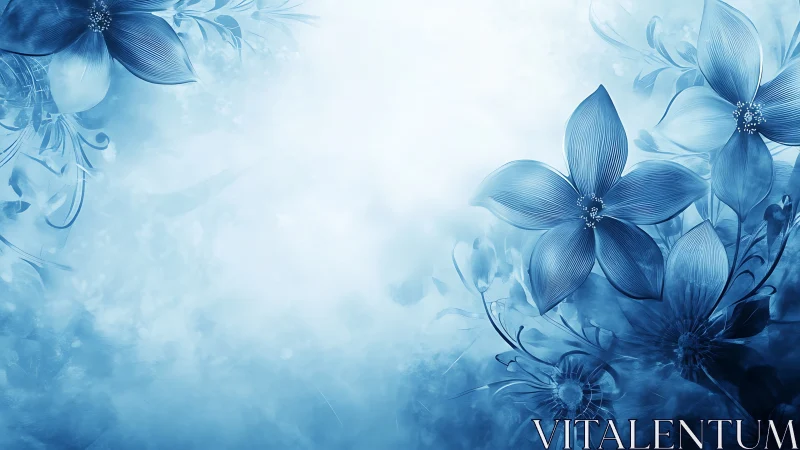 Sapphire Blooms Dance Through Twilight Mist