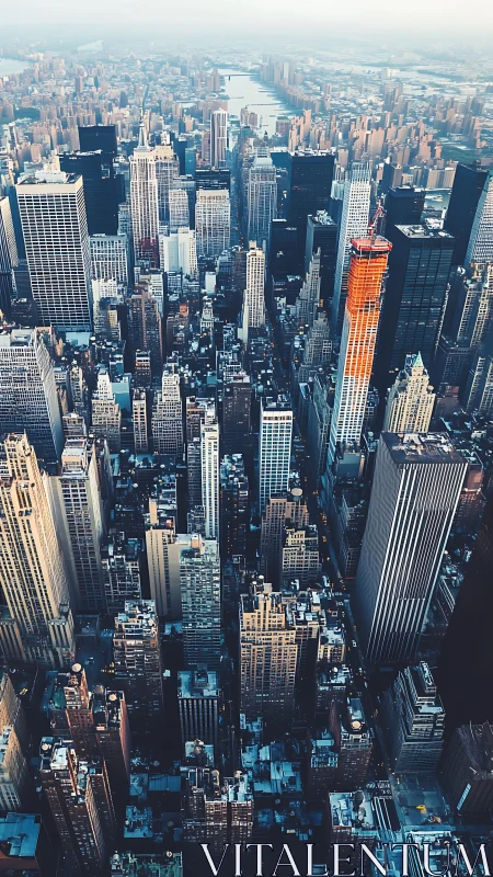 Dense vertical downtown skyline with high-rise structures.