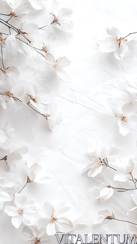 White Delicate Flowers with Copper Stamens Arranged in Soft Botanical Composition