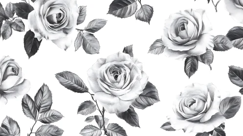 Timeless Roses: Elegant Grayscale Botanical Beauty