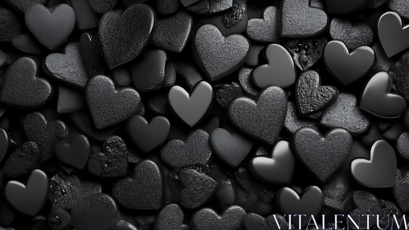 Monochromatic Heart Sculptures in Textured Arrangement