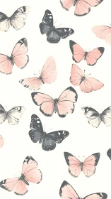 Vectorial lepidoptera array with desaturated blush wings.